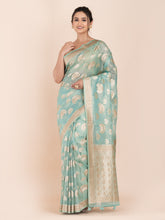 KAVVYA  BLUE ORGANZA TISSUE SAREE